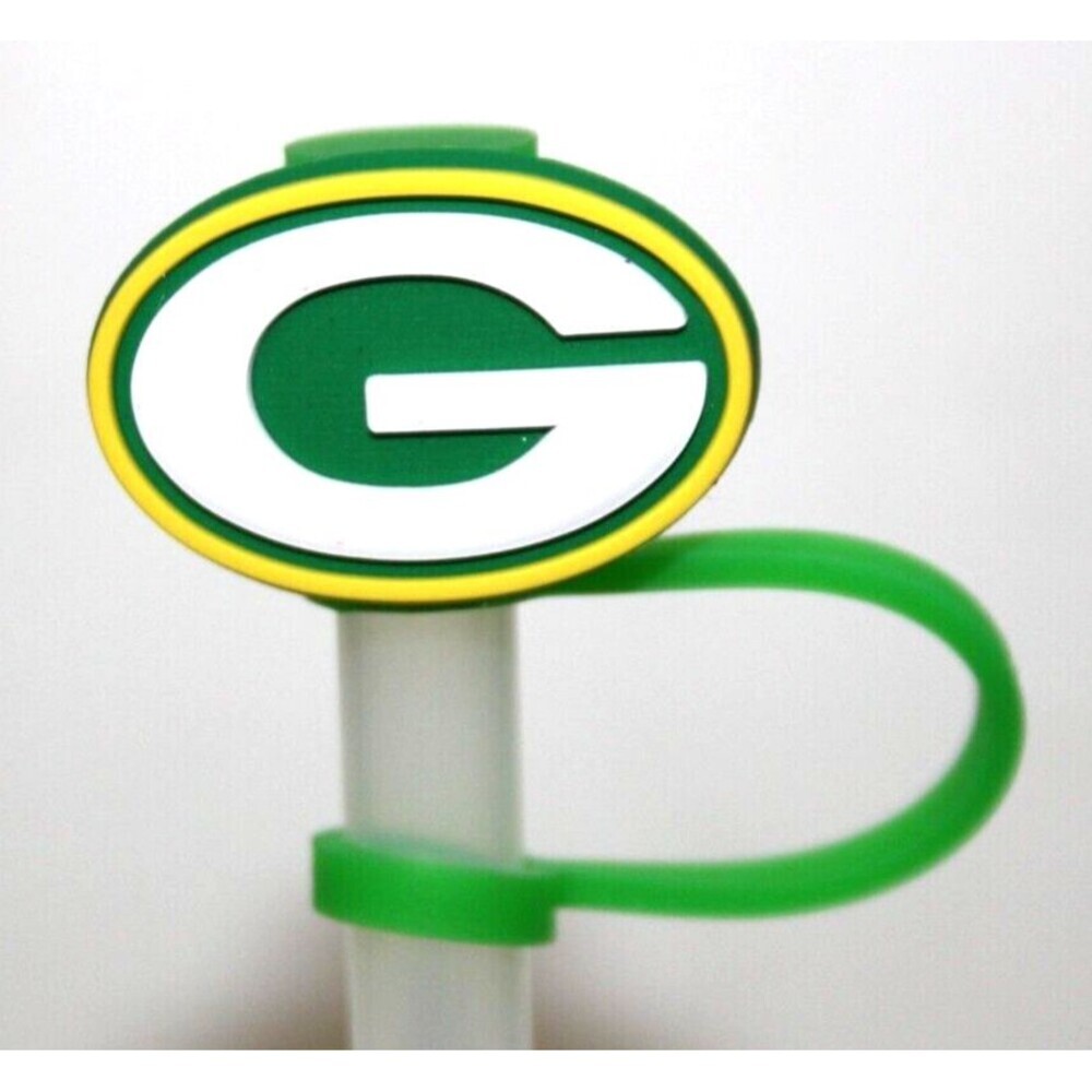 Sport Straw Cover Cap Football NFL Silicone Straw Green Bay Packers Logo Lot 4